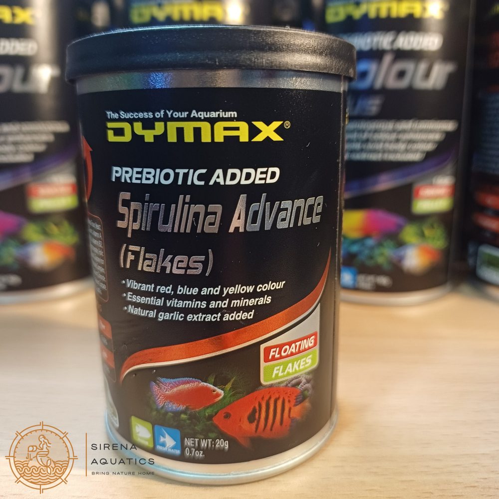 Dymax Spirulina Advance (Flakes) - Nutrient-Rich Food For Vibrant Colors Of Aquarium Fish 20G