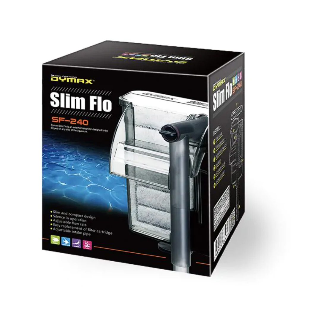 Dymax Slim Flo Hang-On Back Filter For Up To 20 Gallons - Silent Compact Easy Maintenance! Sf-240