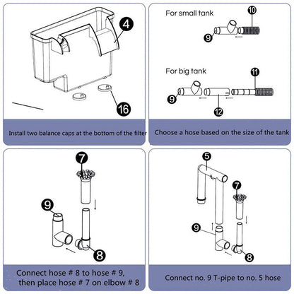Seabillion Hang-On Filter For Larger Tanks - Efficient Aquarium Filtration 500L/H Filters And Media