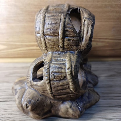 Ceramic Wood Texture Fish Hideout Caves - Good For Plecos Shrimp Crayfish And Other Aquarium Decor