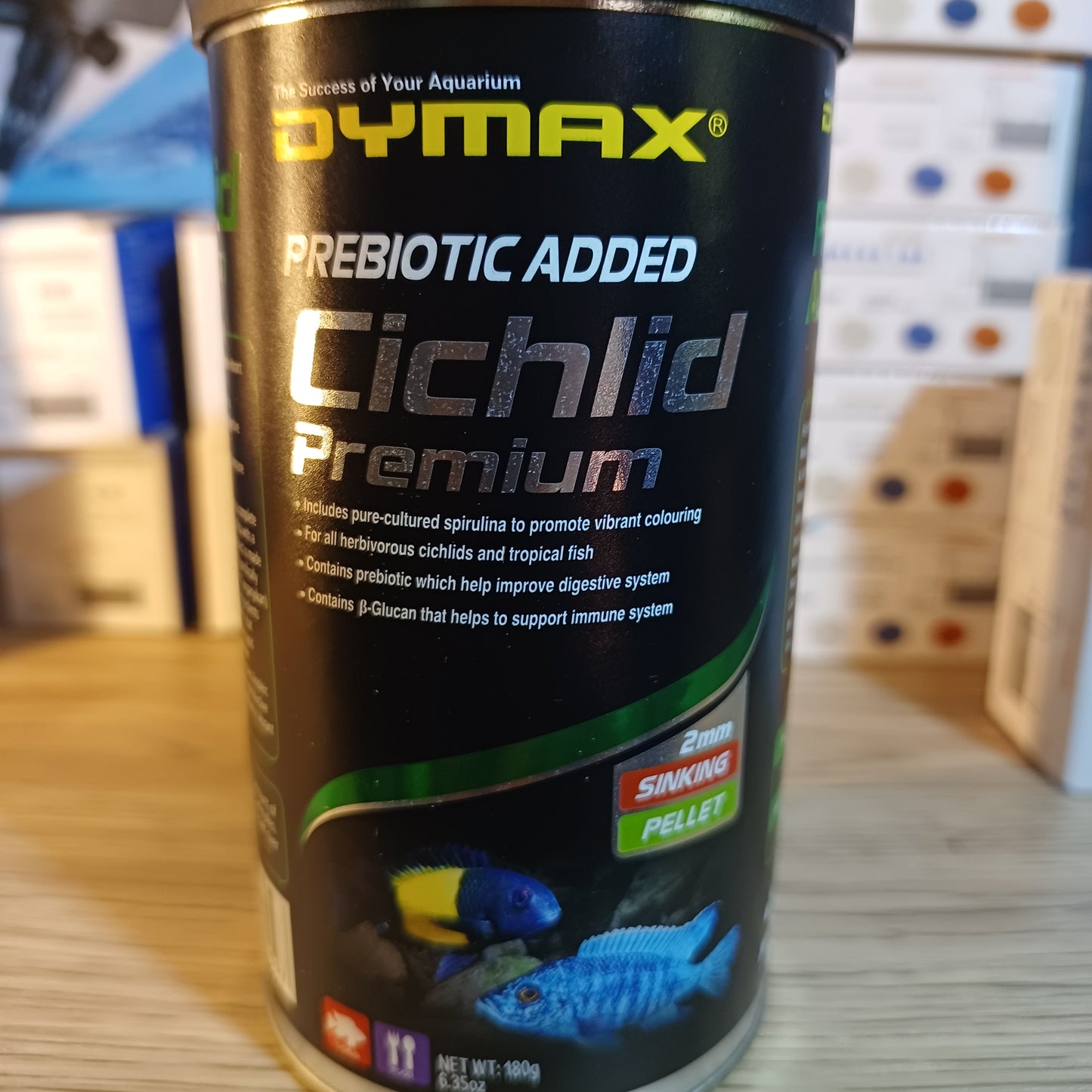 Dymax Cichlid Premium - High-Quality Sinking Pellet For Vibrant Cichlids (180G) Fish Food