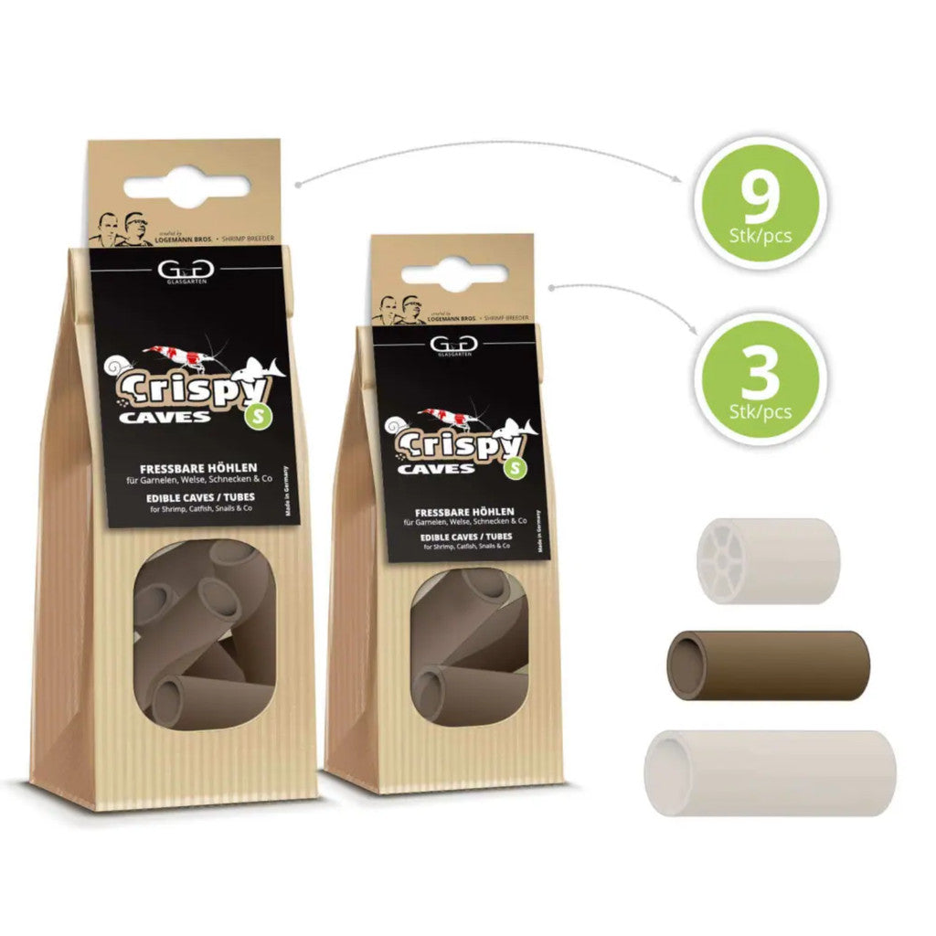 GlasGarten Crispy Caves - Edible caves for shrimp crayfish snails sucker catfish in aquarium Small, 3pcs