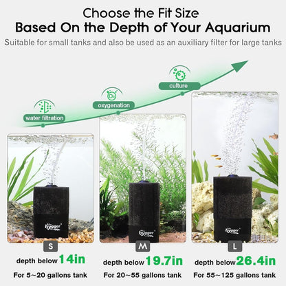 Hygger Aquarium Biochemical Sponge Filter with Reusable Biochemical Ball