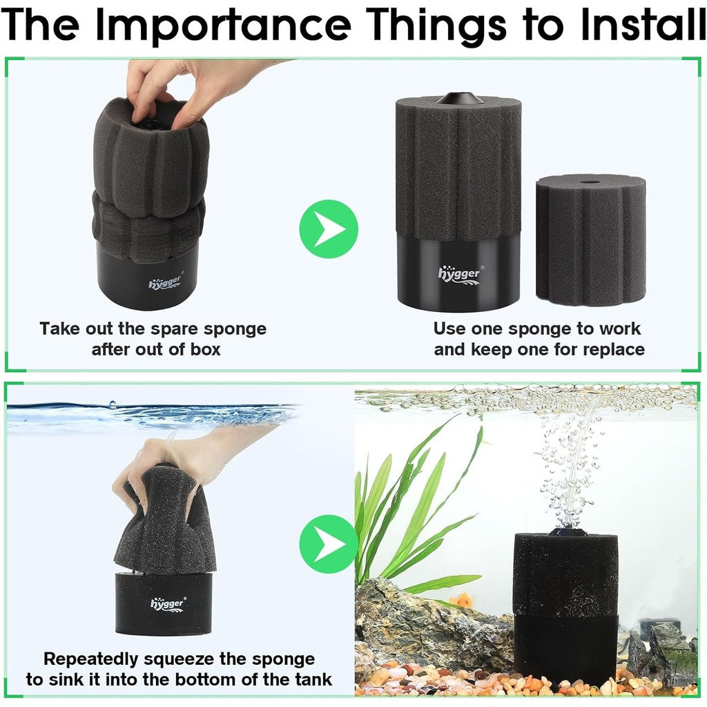 Hygger Aquarium Biochemical Sponge Filter with Reusable Biochemical Ball
