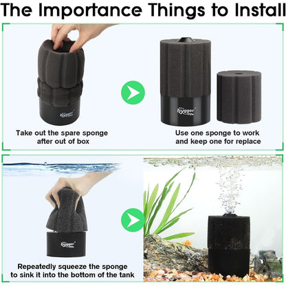 Hygger Aquarium Biochemical Sponge Filter with Reusable Biochemical Ball