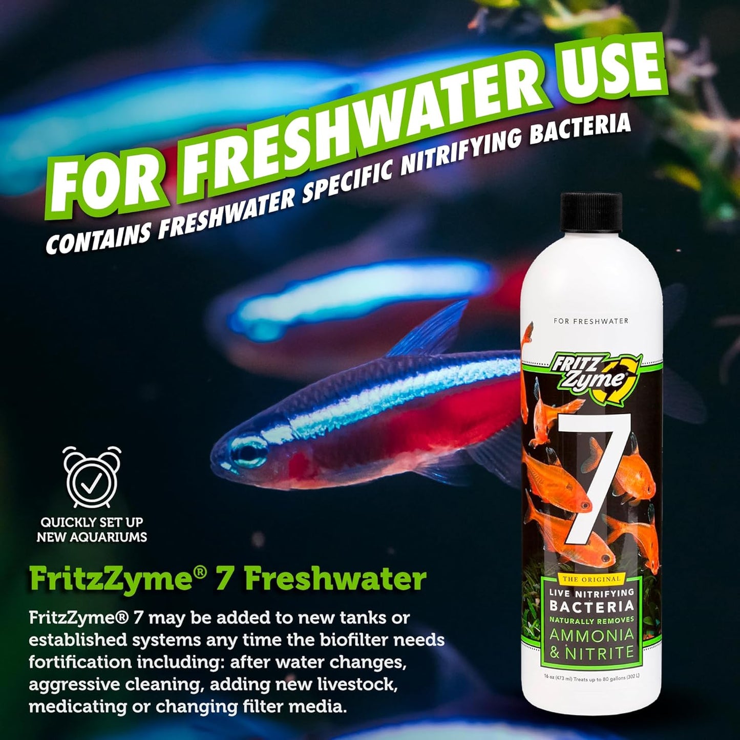 Fritzzyme #7 Freshwater - Fast-Acting Nitrifying Bacteria For Healthy Aquariums! Water Additives