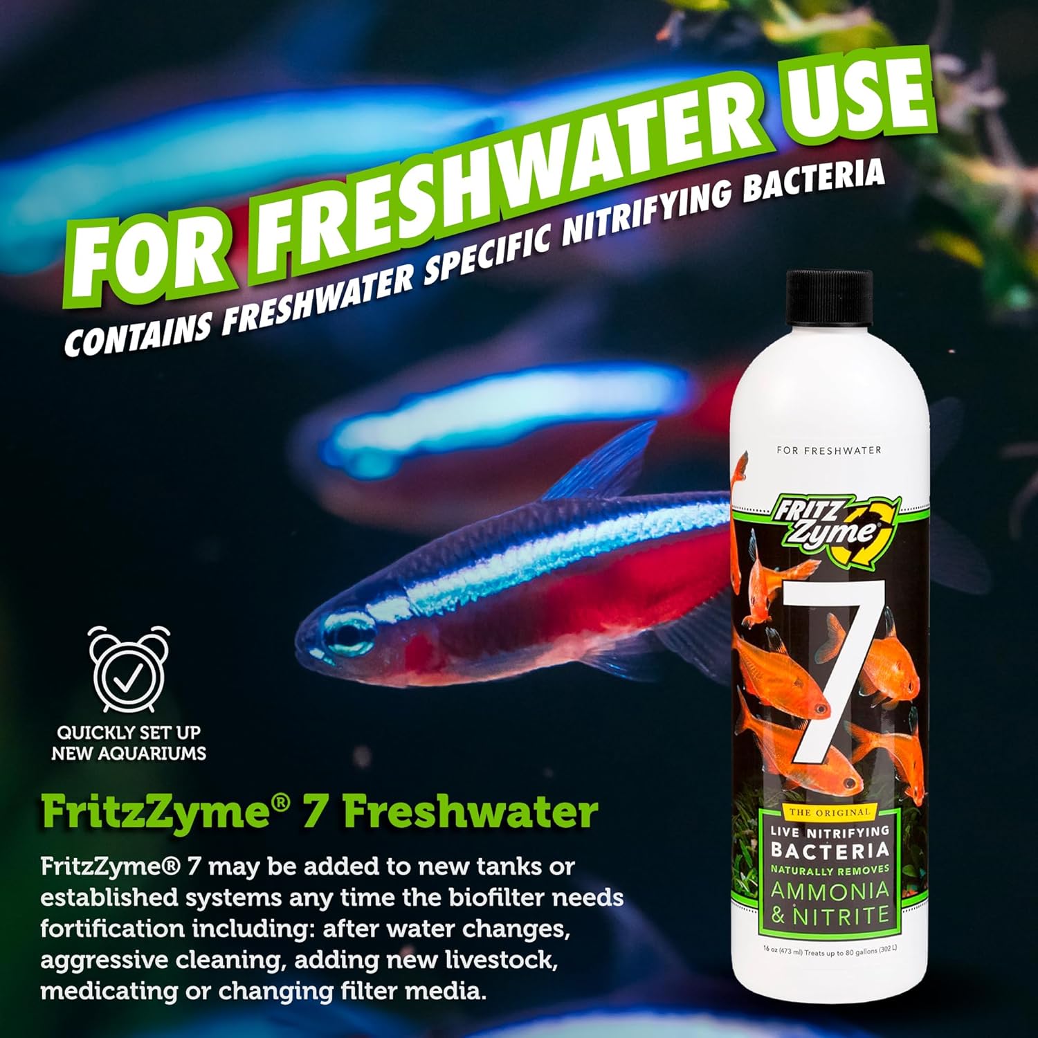 Fritzzyme #7 Freshwater - Fast-Acting Nitrifying Bacteria For Healthy Aquariums! Water Additives