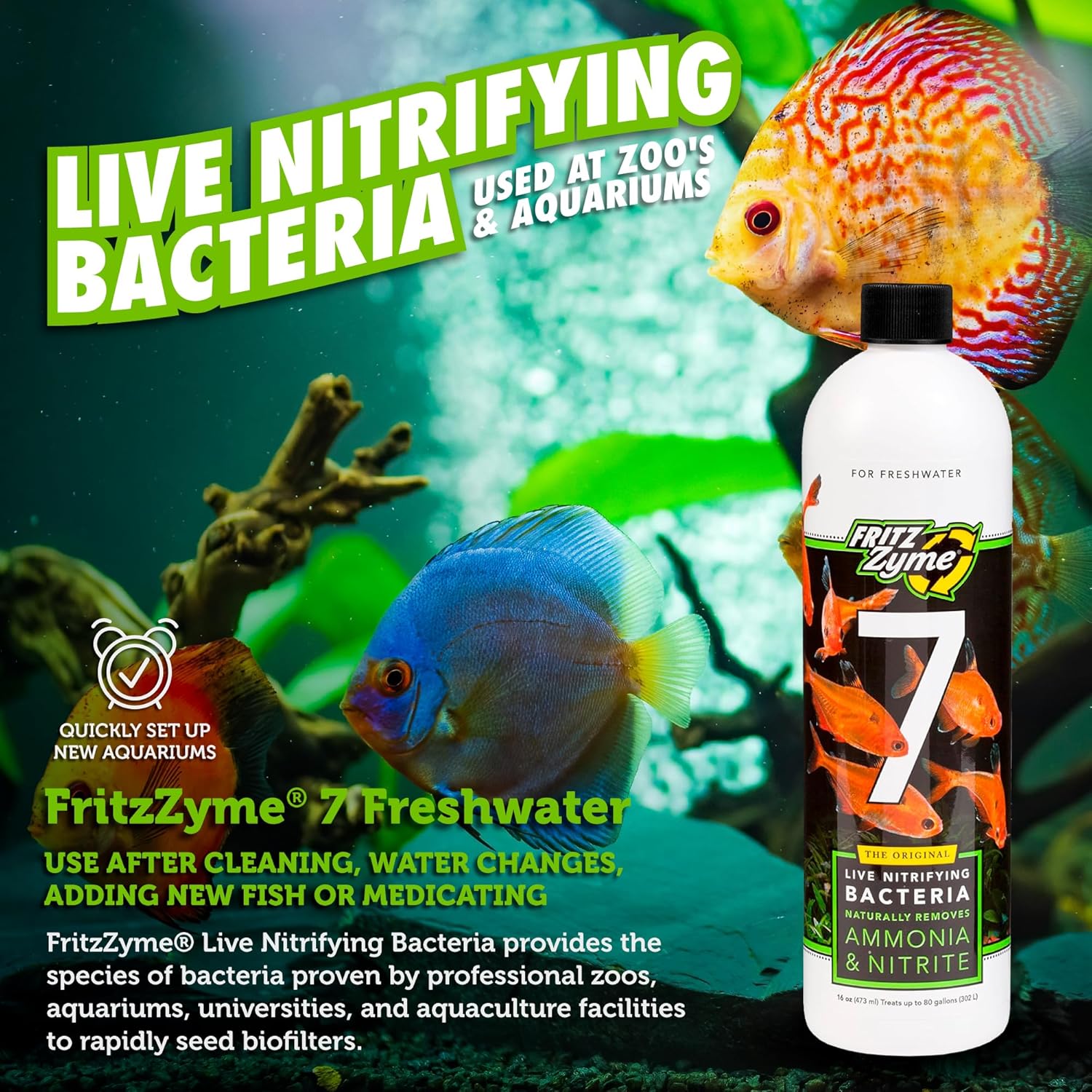Fritzzyme #7 Freshwater - Fast-Acting Nitrifying Bacteria For Healthy Aquariums! Water Additives