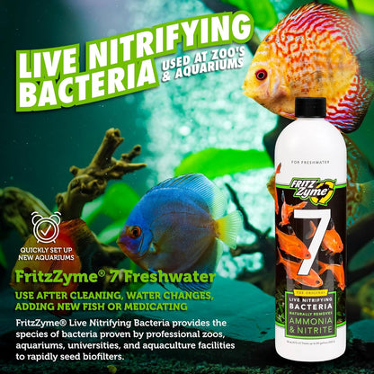 Fritzzyme #7 Freshwater - Fast-Acting Nitrifying Bacteria For Healthy Aquariums! Water Additives