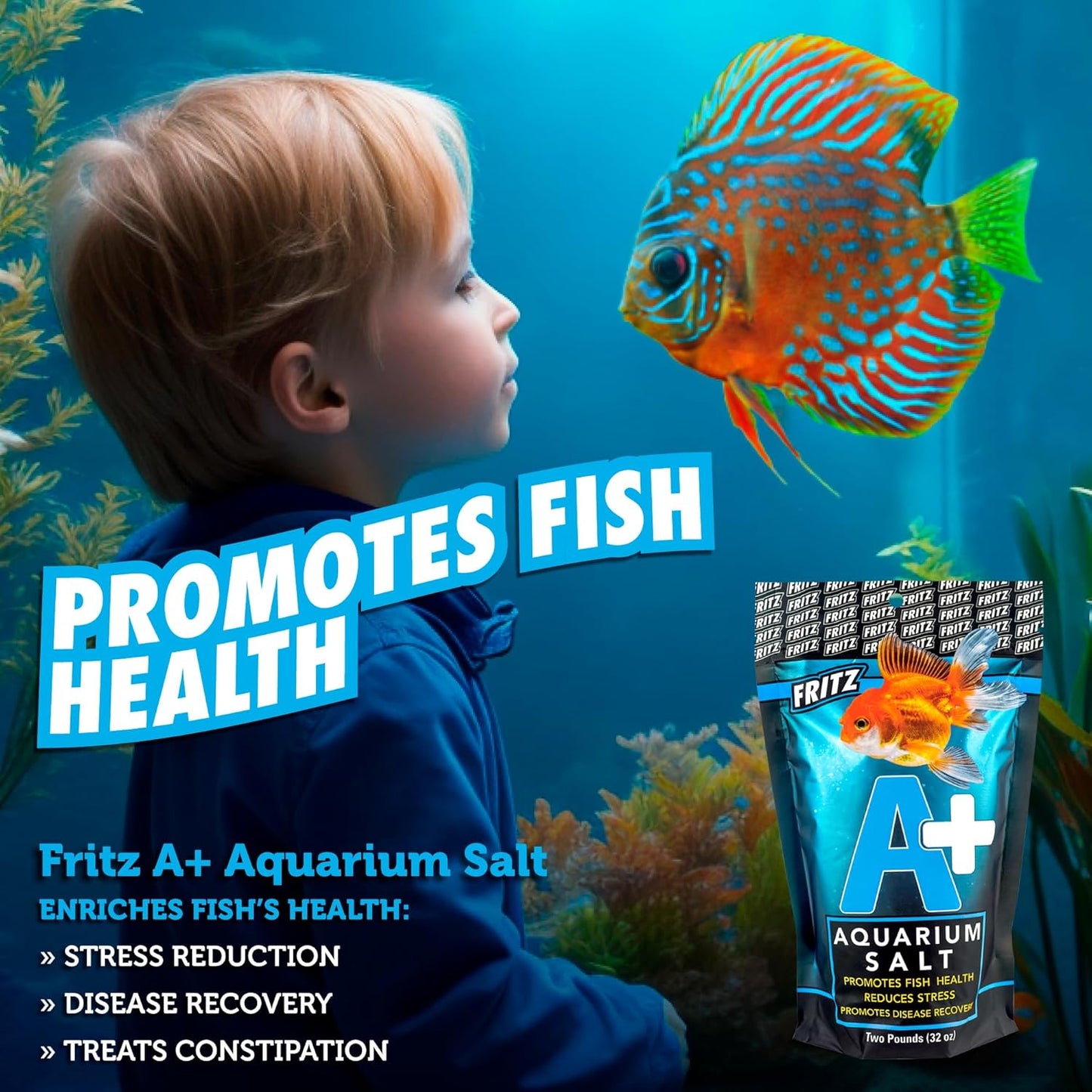 Fritz A + Aquarium Salt - All-Natural Solution For Healthy Fish & Stress Reduction! Water Additives
