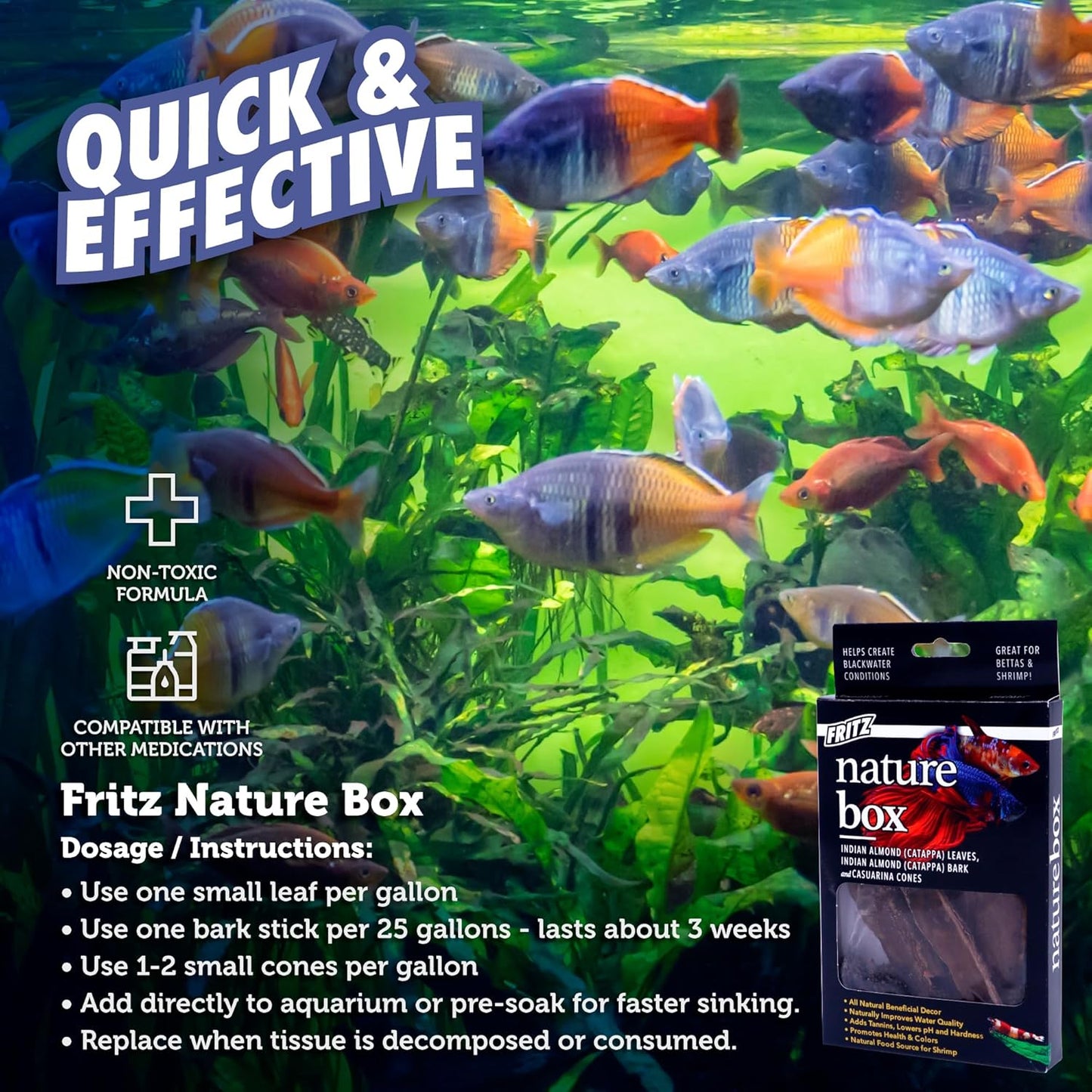 Fritz Nature Box - Natural Habitat Enhancer For Healthy Vibrant Aquarium Fish! Water Additives