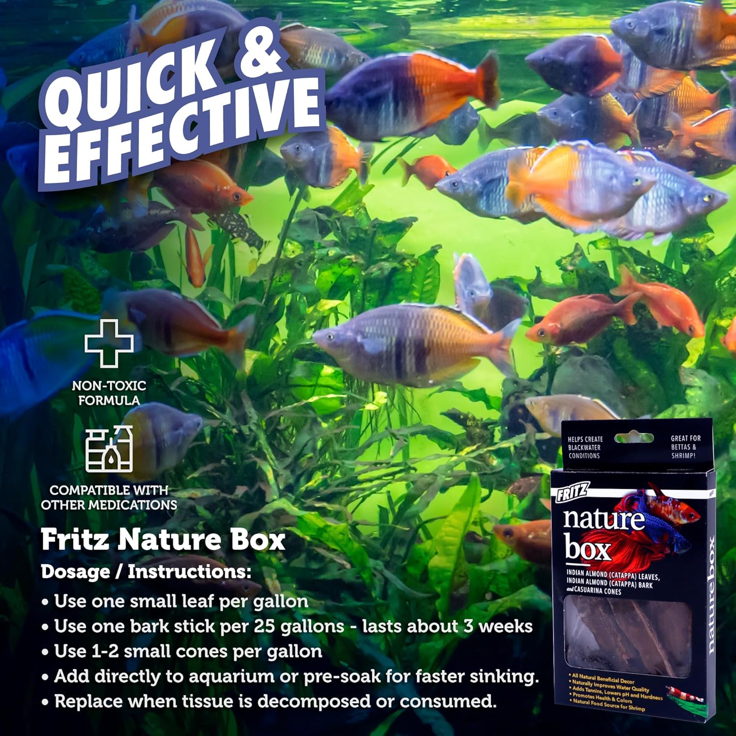 Fritz Nature Box - Natural Habitat Enhancer For Healthy Vibrant Aquarium Fish! Water Additives