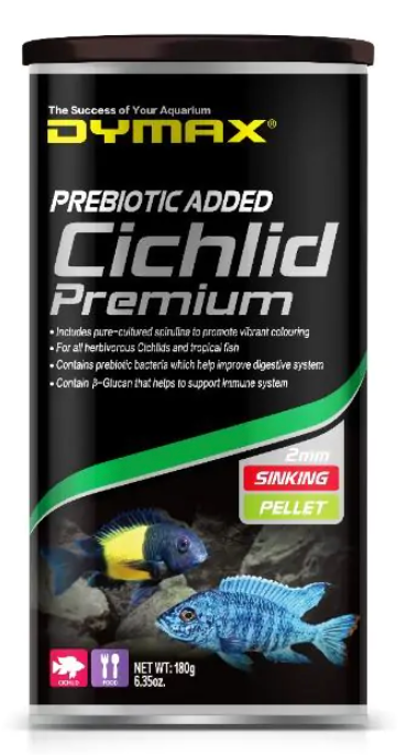 Dymax Cichlid Premium - High-Quality Sinking Pellet For Vibrant Cichlids (180G) Fish Food