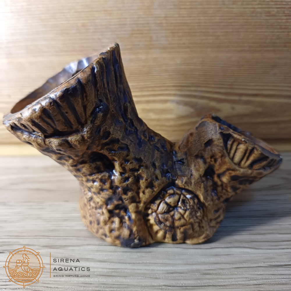 Ceramic Wood Texture Fish Hideout Caves - Good For Plecos Shrimp Crayfish And Other Aquarium Decor