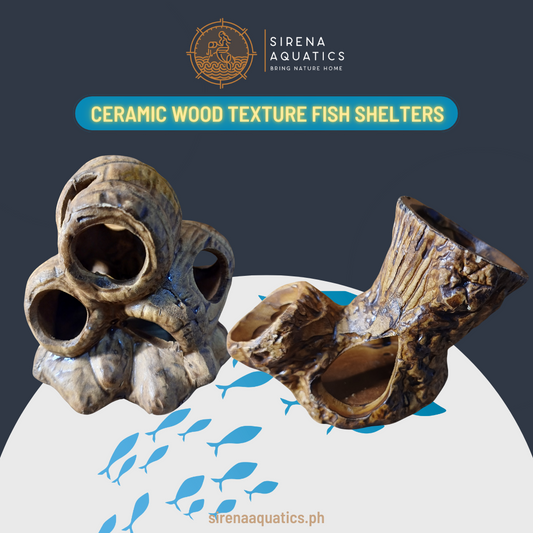Ceramic Wood Texture Fish Hideout Caves - Good For Plecos Shrimp Crayfish And Other Aquarium Decor