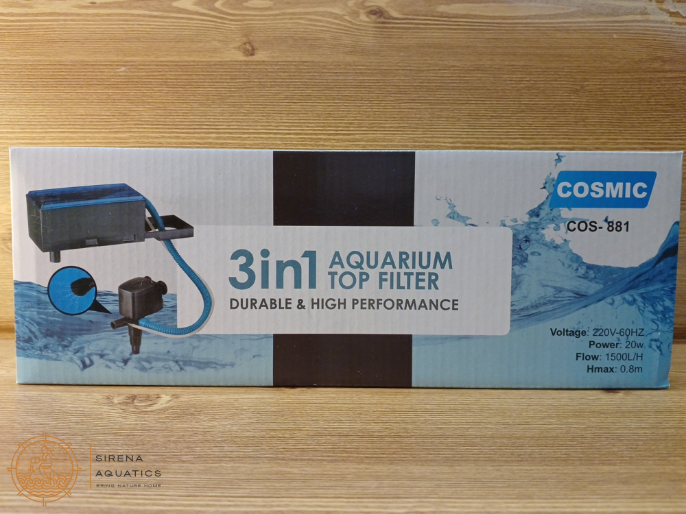 Cosmic 3 - In - 1 Aquarium Top Filter 1500L/H - 20W Filters And Media