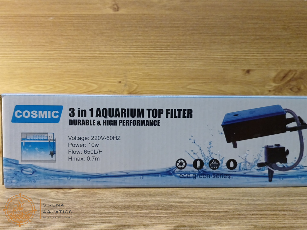 Cosmic 3 - In - 1 Aquarium Top Filter 650L/H - 10W Filters And Media