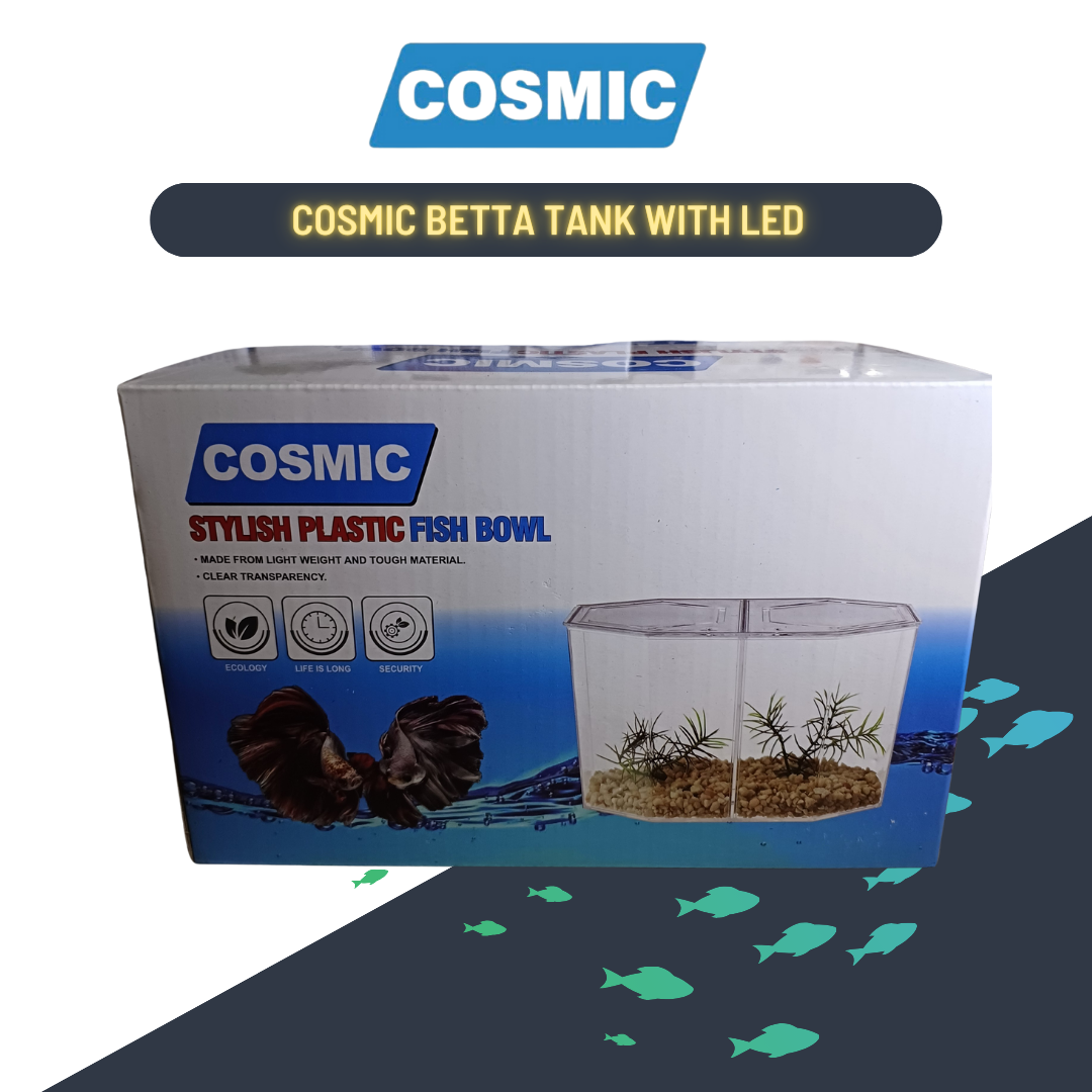 Cosmic Plastic Betta Fish Bowl With Led Light - Durable And Stylish Aquarium For Aquariums