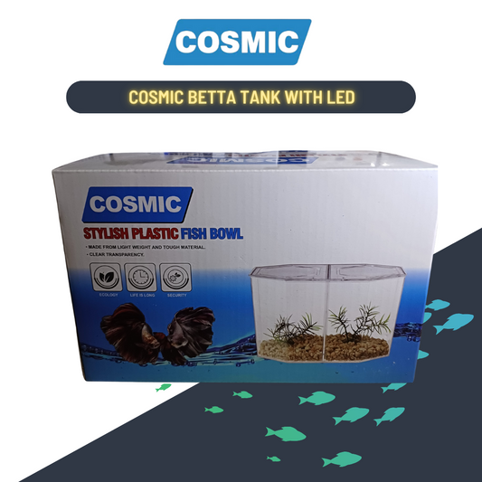 Cosmic Plastic Betta Fish Bowl With Led Light - Durable And Stylish Aquarium For Aquariums