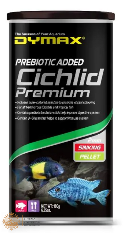 Dymax Cichlid Premium - High-Quality Sinking Pellet For Vibrant Cichlids (180G) Fish Food