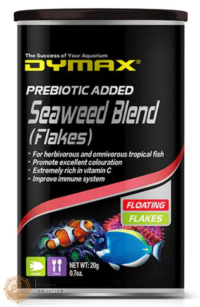 Dymax Seaweed Blend Flakes - Premium Fish Food For Vibrant Health & Growth In Aquatic Pets 20G