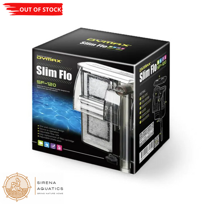 Dymax Slim Flo Hang-On Back Filter For Up To 20 Gallons - Silent Compact Easy Maintenance! Sf-120
