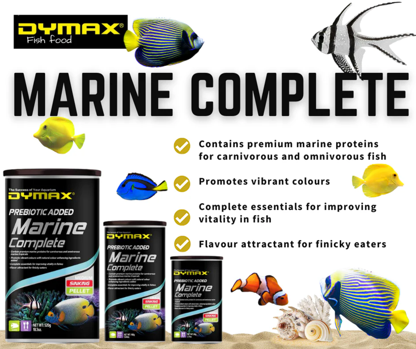 Dymax Marine Complete Pellet Fish Food (60G) - Premium Nutrition For Saltwater Fish!