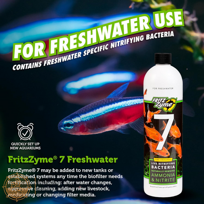 Fritzzyme #7 Freshwater - Fast-Acting Nitrifying Bacteria For Healthy Aquariums! Water Additives