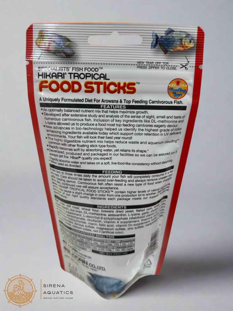 Hikari Tropical Food Sticks Floating - Nutrient-Rich Diet For Vibrant Arowanas & Carnivorous Fish!