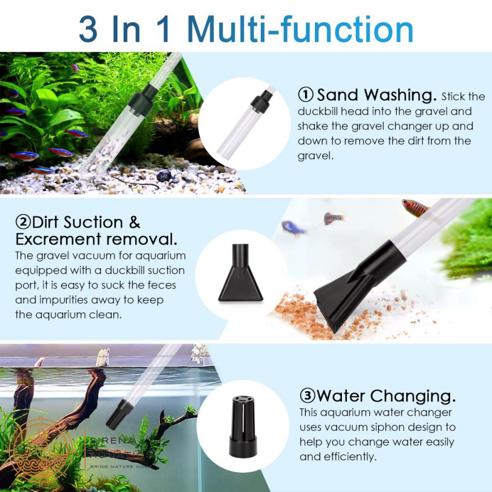 Hygger Aquarium 3-In-1 Siphon Gravel Cleaner - For Cleaning Tanks And Water Changes (Small) Supplies