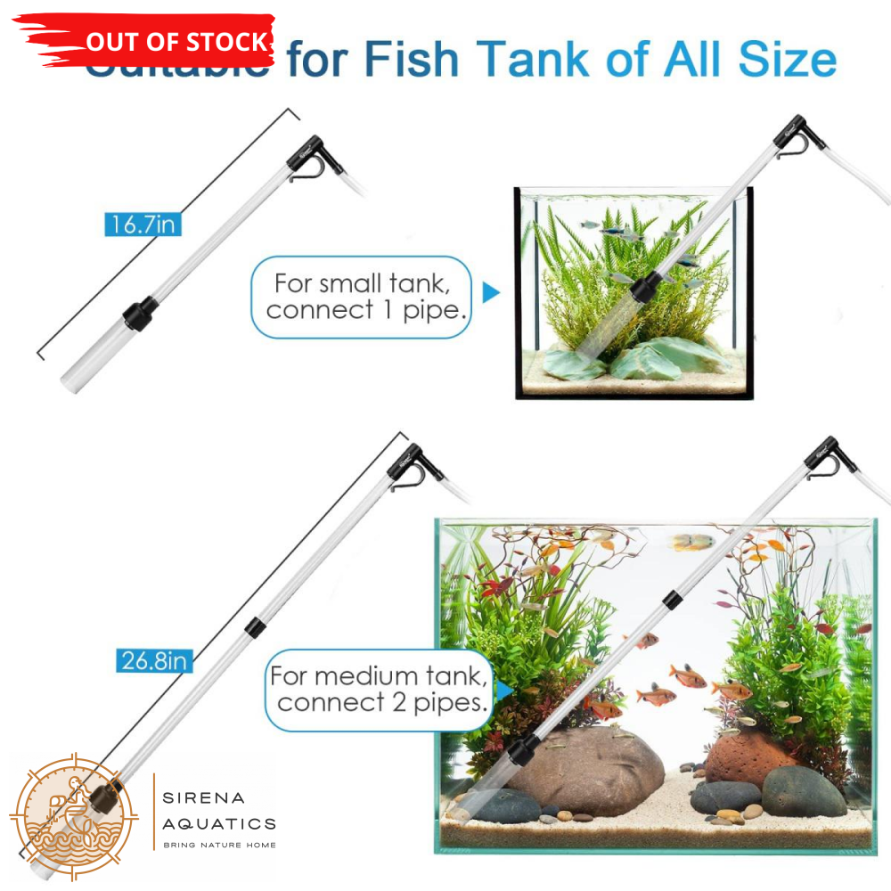 Hygger Aquarium 3-In-1 Siphon Gravel Cleaner - For Cleaning Tanks And Water Changes (Small) Supplies