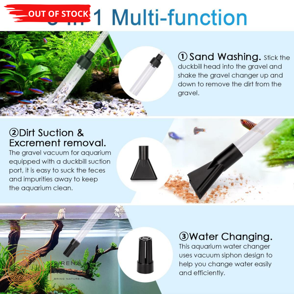 Hygger Aquarium 3-In-1 Siphon Gravel Cleaner - For Cleaning Tanks And Water Changes (Small) Supplies