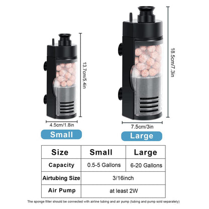 Hygger Aquarium Internal Sponge Mechanical And Biological Filter - Great For Small Fish Tanks!