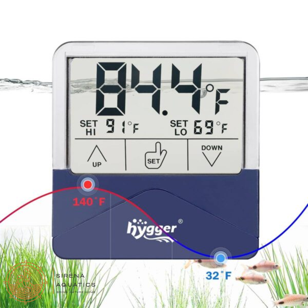 Hygger Digital External Aquarium Thermometer - Easy Read Accurate Temperature Alarms Large Size