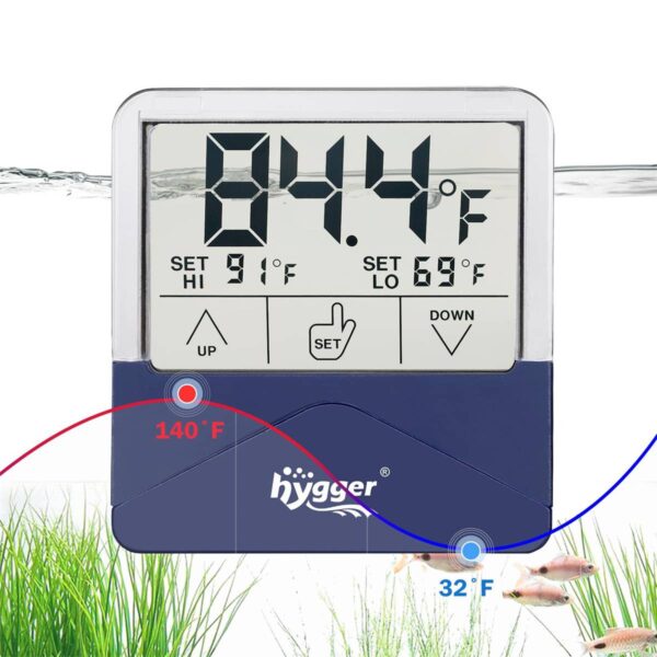 Hygger Digital External Aquarium Thermometer - Easy Read Accurate Temperature Alarms Large Size