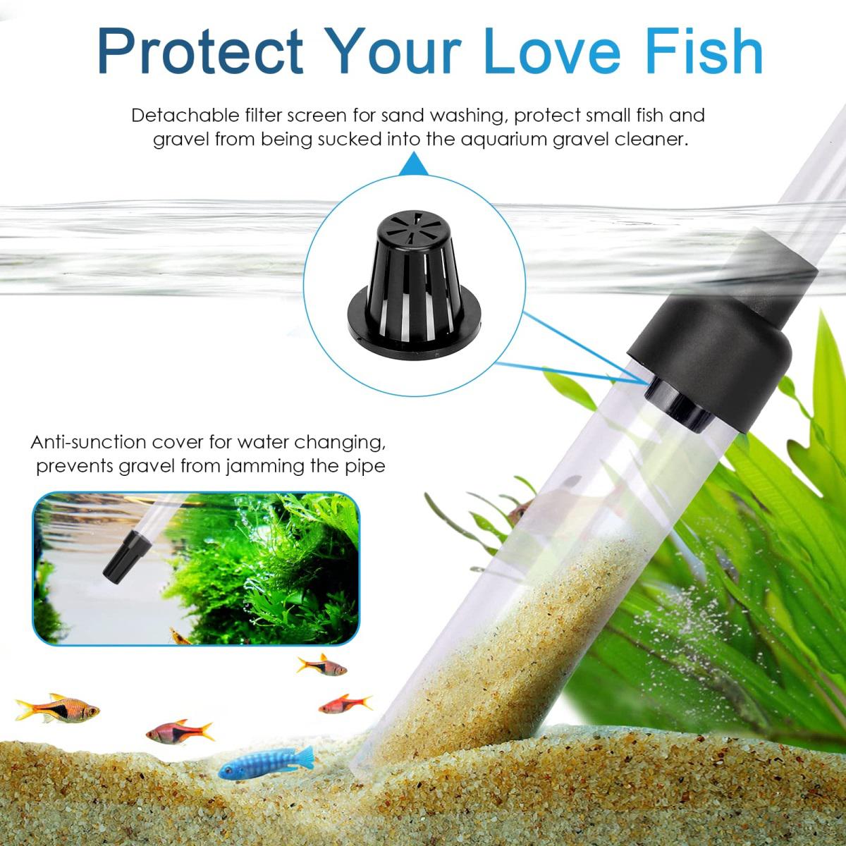 Hygger Aquarium 3-In-1 Siphon Gravel Cleaner - For Cleaning Tanks And Water Changes (Small) Supplies