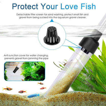 Hygger Aquarium 3-In-1 Siphon Gravel Cleaner - For Cleaning Tanks And Water Changes (Small) Supplies