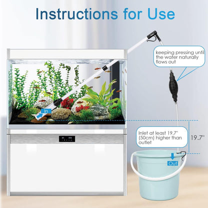 Hygger Aquarium 3-In-1 Siphon Gravel Cleaner - For Cleaning Tanks And Water Changes (Small) Supplies