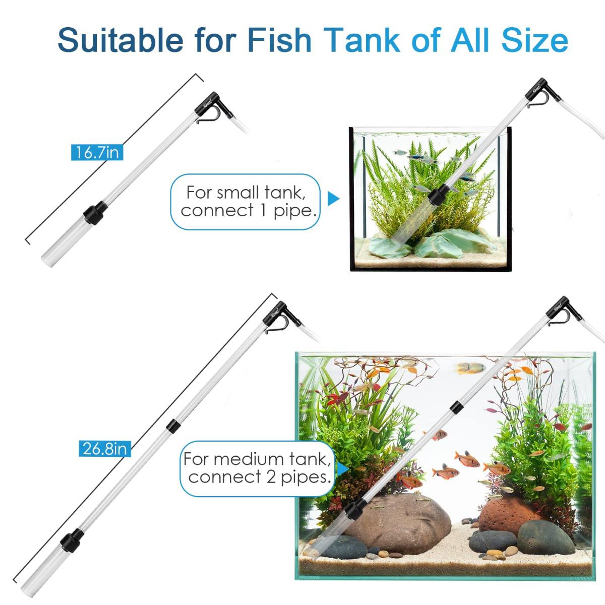 Hygger Aquarium 3-In-1 Siphon Gravel Cleaner - For Cleaning Tanks And Water Changes (Small) Supplies