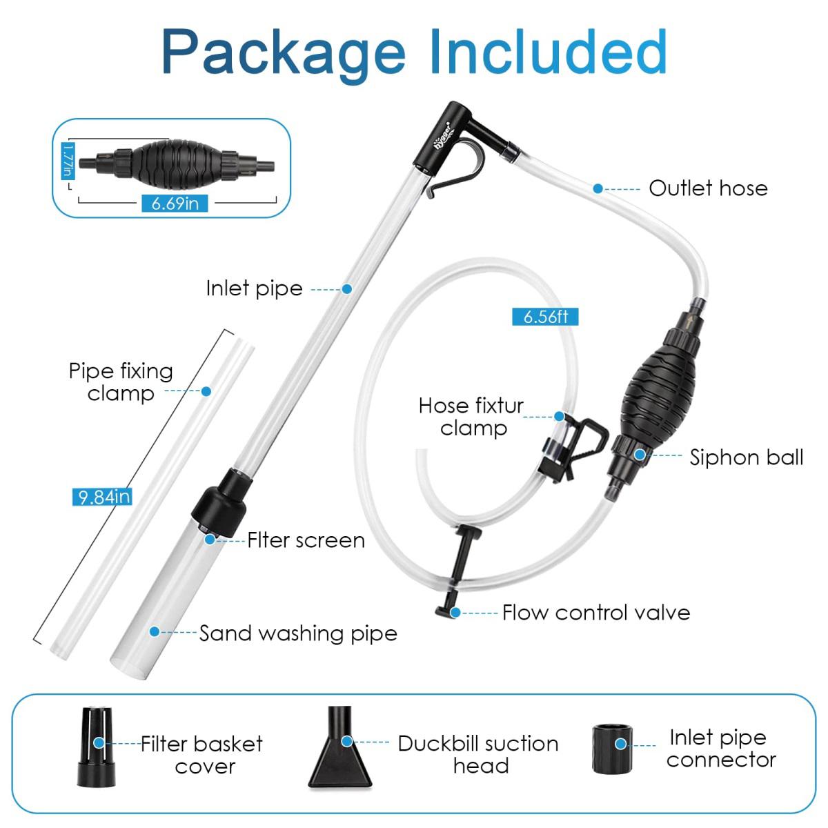 Hygger Aquarium 3-In-1 Siphon Gravel Cleaner - For Cleaning Tanks And Water Changes (Small) Supplies