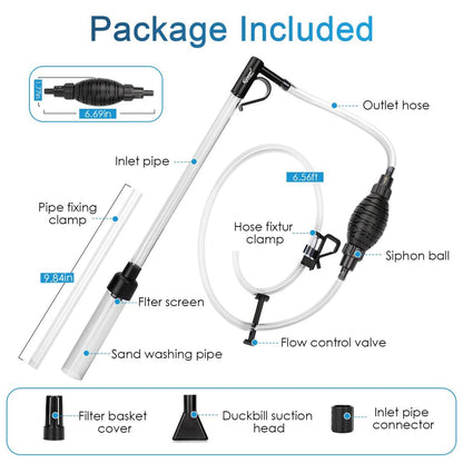 Hygger Aquarium 3-In-1 Siphon Gravel Cleaner - For Cleaning Tanks And Water Changes (Small) Supplies