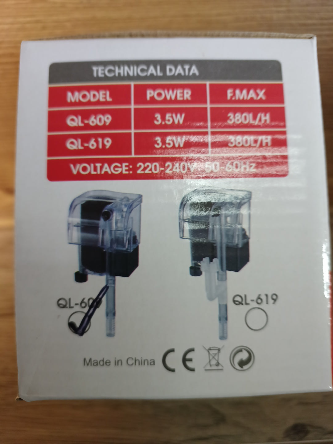 Quanlong Mini Hang-On Filter 3.5W 380L/H - For Crystal Clear Nano Tanks (Ql-609) Filters And Media