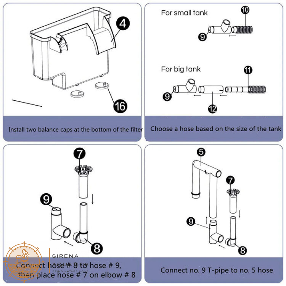 Seabillion Hang-On Filter For Larger Tanks - Efficient Aquarium Filtration 500L/H Filters And Media