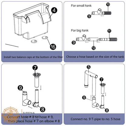 Seabillion Hang-On Filter For Larger Tanks - Efficient Aquarium Filtration 500L/H Filters And Media