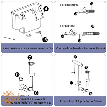 Seabillion Hang-On Filter For Larger Tanks - Efficient Aquarium Filtration 500L/H Filters And Media