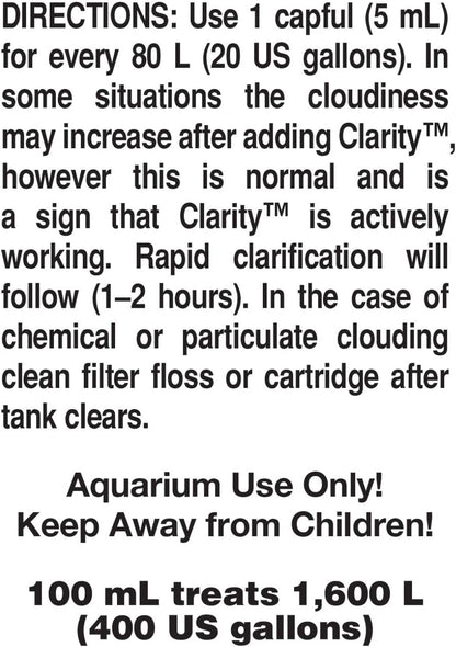 Seachem Clarity (100Ml) - Ultimate Aquarium Water Clarifier For Fresh & Saltwater Additives
