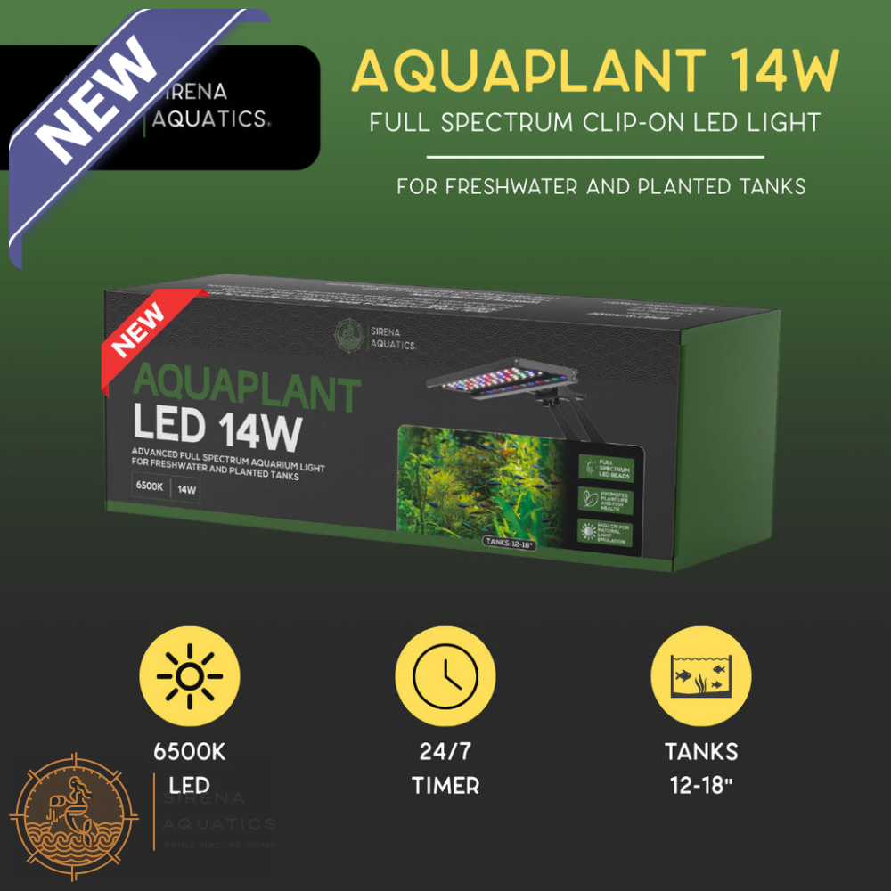 Sirena Aquatics AquaPlant LED Clip-on Aquarium Light For Planted and Aquascaping Tanks 14W, 12-18’’ Tank Aquarium