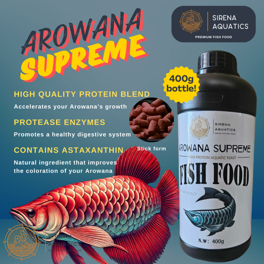 Sirena Aquatics Arowana Supreme 400G - Floating Sticks High Protein Food For Superior Growth Fish