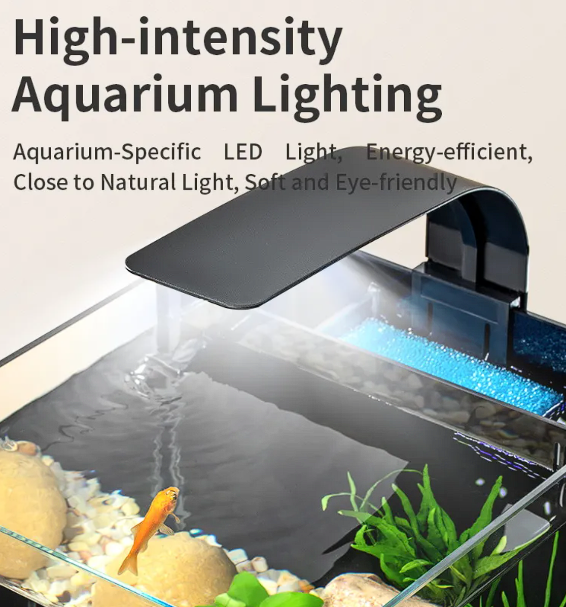 Yee All-In-One Desktop Aquarium: Stylish Nano Tank With Led Light & Back Filter For Fish Lovers